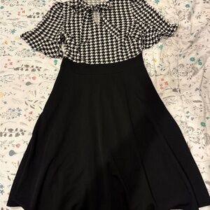 Elegant Black and White Houndstooth Dress